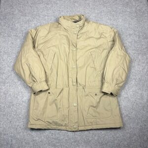 Cabin Creek Mens Large Tan Khaki Plaid Lined Utility Field Jacket RN 93677